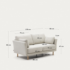 Gilma 2-местный диван бежевый с ножками в натуральной отделке 170 см
