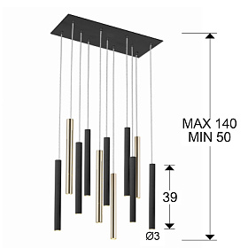 Подвесной светильник Varas 11L черный/золотой DIM