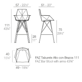 Барный стул с подлокотниками Faz