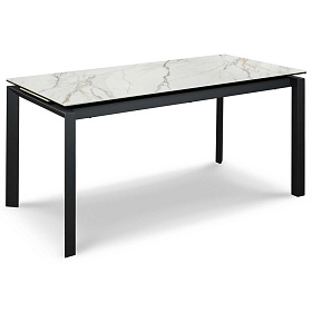 Раздвижной обеденный стол TOLEDO 160/200x85 закаленное стекло с керамикой, серый металл