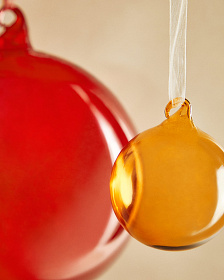 Набор Aucan из 3 маленьких оранжевых стеклянных рождественских шаров