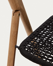 Складной стул Dandara из массива акации со стальной конструкцией и черным шнуром