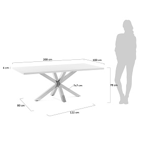 Лакированный стол Arya белый на хромированных ножках 200x100