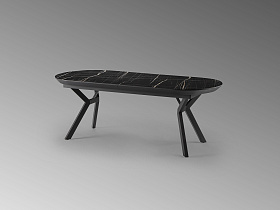 Раздвижной обеденный стол Antea меламиновый топ с отделкой черный мрамор