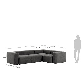 Угловой 4-х местный диван Blok 320 x 230 cm серый