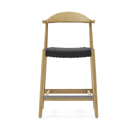Nina Полубарный стул из массива акации с натуральной отделкой и черной веревкой 62 см