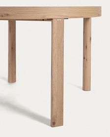 Extendable Раздвижной круглый стол с дубовым шпоном и ножками из массива дерева Ø120(170)x12