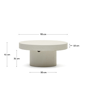 Aiguablava Круглый журнальный столик из белого цемента Ø 90 см