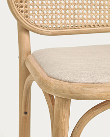 Барный стул Doriane из массива дуба с натуральной отделкой и мягким сиденьем 65 см