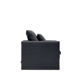 Кресло Nora со съемным чехлом и подушкой из льна и хлопка серо-антрацитовое 92 см