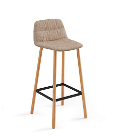 Барный стул Maarten Four Wooden Legs Bar Stool Base низкая спинка с мягкой обивкой