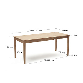 Yain Раздвижной стол из дубового шпона и массива дуба 120 (180) x 80 см