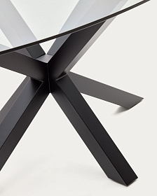 Овальный стол ARYA Argo из стекла, на стальных ножках с черной отделкой 200x100