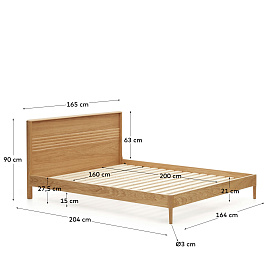 Lenon Кровать из шпона дуба для матраса 160 x 200 см