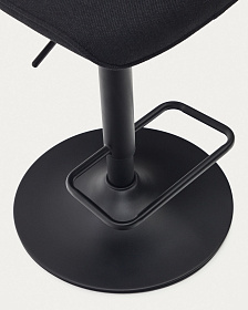 Барный стул Zenda из черной синели и матовой черной стали 81-102 см