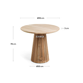 Jeanette Круглый стол из массива тикового дерева Ø 90 см