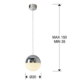 Подвесной светильник Sphere 1L LED Ø20 хром