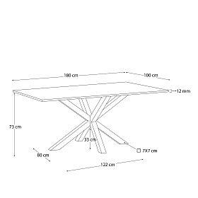 Керамический стол Arya белый с белыми стальными ножками 180x100