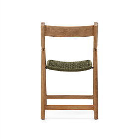 Складной стул Dandara из массива акации со стальной конструкцией и зеленым шнуром