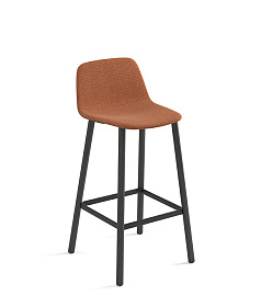 Барный стул Maarten Four Wooden Legs Bar Stool Base низкая спинка с гладкой обивкой