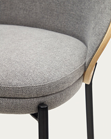 Барный стул Eamy светло-серый из шпона ясеня с натуральной отделкой