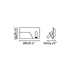 Бра с полкой левое белое Suau USB