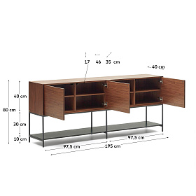 Vedrana Сервант из орехового шпона со стальными ножками 195 x 80 см