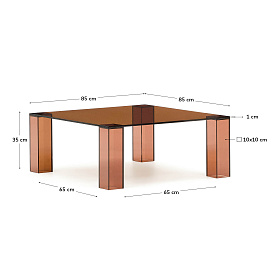 Журнальный столик из закаленного стекла Adularia коричневого цвета 85 x 85