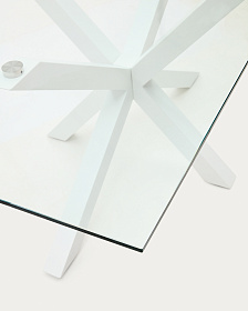 Стеклянный стол Arya с белыми стальными ножками 200x100