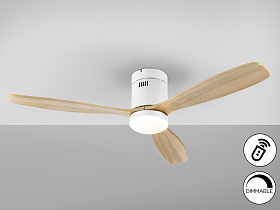 Siroco Потолочный вентилятор с освещением DIMABLE белый/древесный