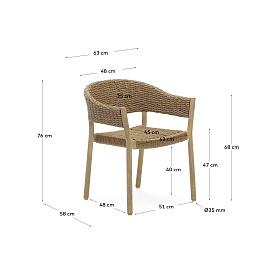 Pola Садовый стул из массива эвкалипта и искусственного ротанга с натуральной отделкой