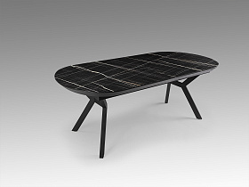Раздвижной обеденный стол Antea меламиновый топ с отделкой черный мрамор