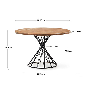 Круглый стол Niut из массива акации, стальные ножки с черной отделкой, Ø 120 см