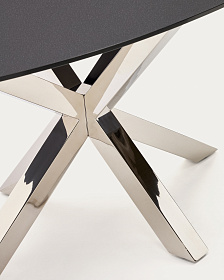 Овальный стол ARYA Argo из стекла и ножками из нержавеющей стали Ø 200