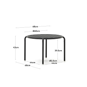 Joncols Журнальный столик для улицы серого цвета Ø 60 см