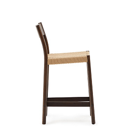 Analy Полубарный стул из массива дуба с отделкой под орех и сиденьем из веревки 65 см