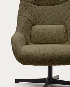 Celida Вращающееся кресло из темно-зеленой ткани букле и стали с черной отделкой