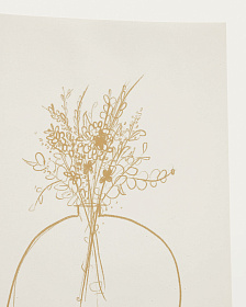 Erley Принт на белой бумаге с вазой для цветов горчичного цвета 21 x 28 см