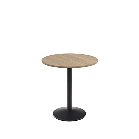 Esilda Круглый стол из меламина с натуральной отделкой и черной металлической ножкой Ø70x70