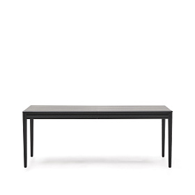 Раздвижной стол Lenon черный из шпона и массива дуба 200(280)x90