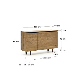 Uxue Сервант из массива акации с натуральной отделкой 150 x 78 см