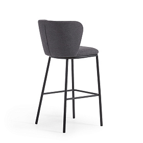 Ciselia Барный стул из темно-серой синели и черной стали 75 см