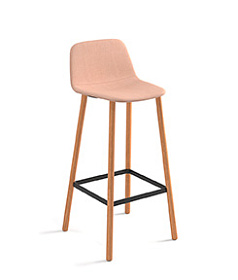 Барный стул Maarten Four Wooden Legs Bar Stool Base низкая спинка с гладкой обивкой