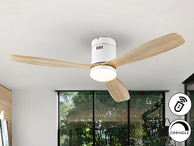 Siroco Потолочный вентилятор с освещением DIMABLE белый/древесный
