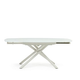 Vashti Раздвижной стол из стекла и МДФ со стальными ножками белого цвета 130(190) x 100 см