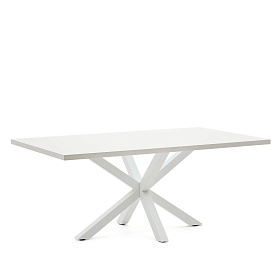 Белый лакированный стол Arya со стальными ножками 200x100