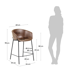 Полубарный стул Zadine коричневый