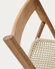 Складной стул Dandara из массива акации со стальной конструкцией и белым шнуром