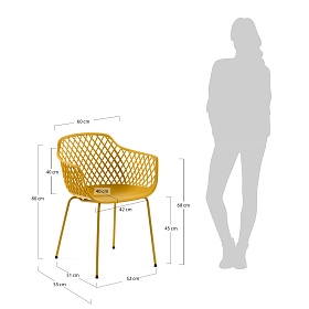 4 уличных стула Quinn (комплект) желтый пластик