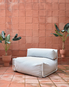 Square пуф квадратный со спинкой 101 x 101 см, светло-серый, для садового модульного дивана